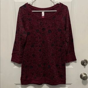 No Boundaries Maroon and Black Long Sleeve Top